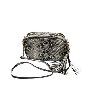 Aldo Women's Snake Embossed Print Crodia Crossbody Bag Purse Black Grey